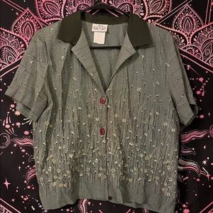 Green Vintage Cottagecore Collared Shirt